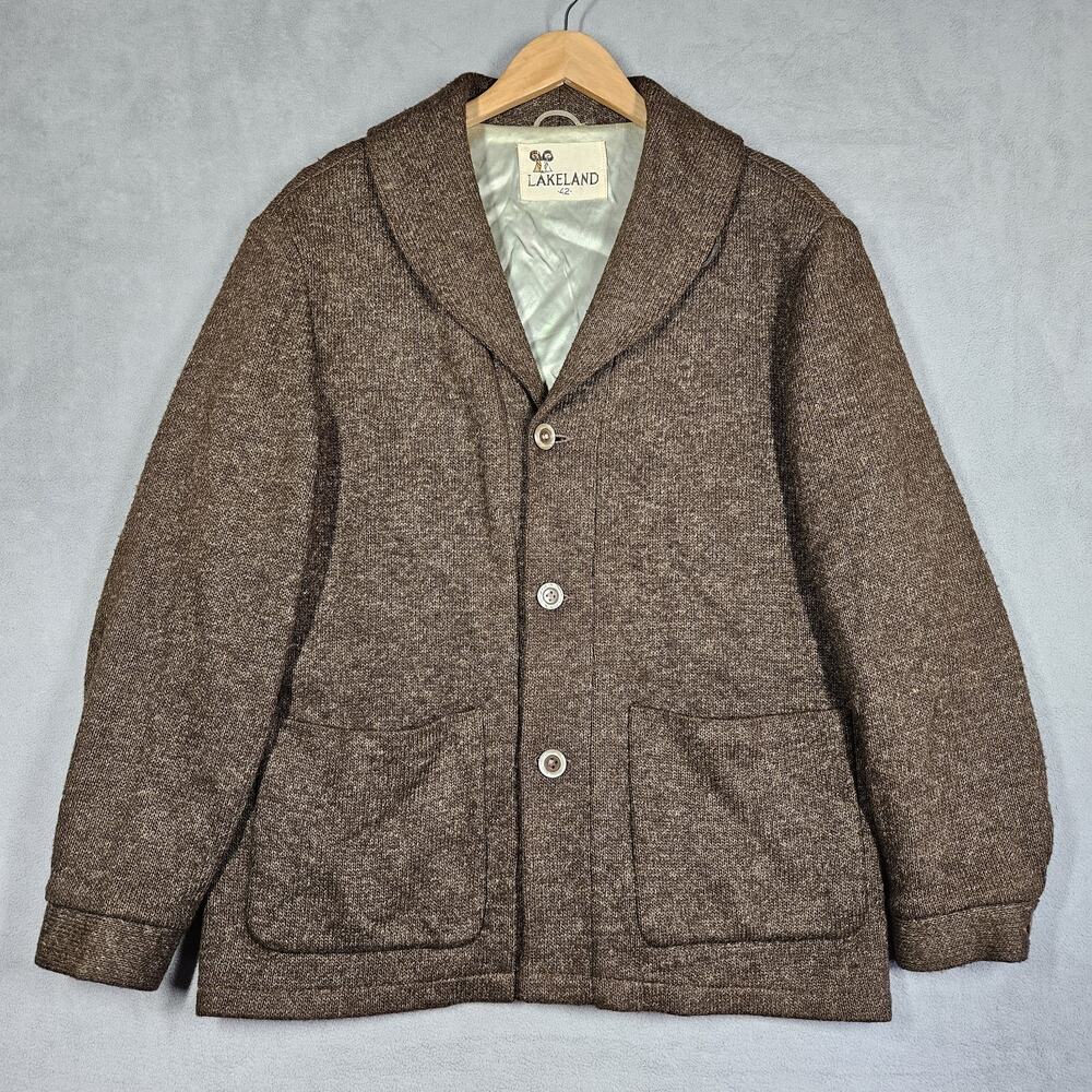 Vintage Lakeland Wool Blend Overcoat Mens Size 42 Shawl Collar USA 70’s Grandpa